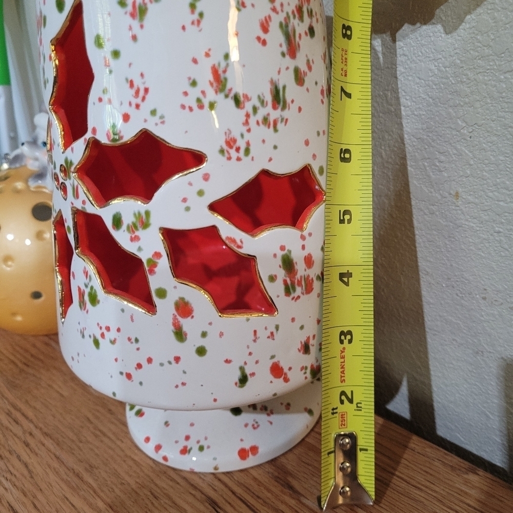Vintage Red White & Green Splatter Candle Holder - Picture 5 of 5